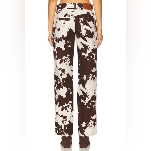 NWT MIAOU x Revolve| SZ M | Brown White Print High Rise Straight Leg Jeans Pants - Picture 2 of 11
